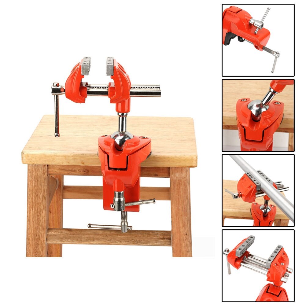 70mm Heavy Duty Aluminum Mini 360 Degree Rotating Clamp Vise Adjustable Jaw Width Vise Table Clamp for Workbench Clamp Vise