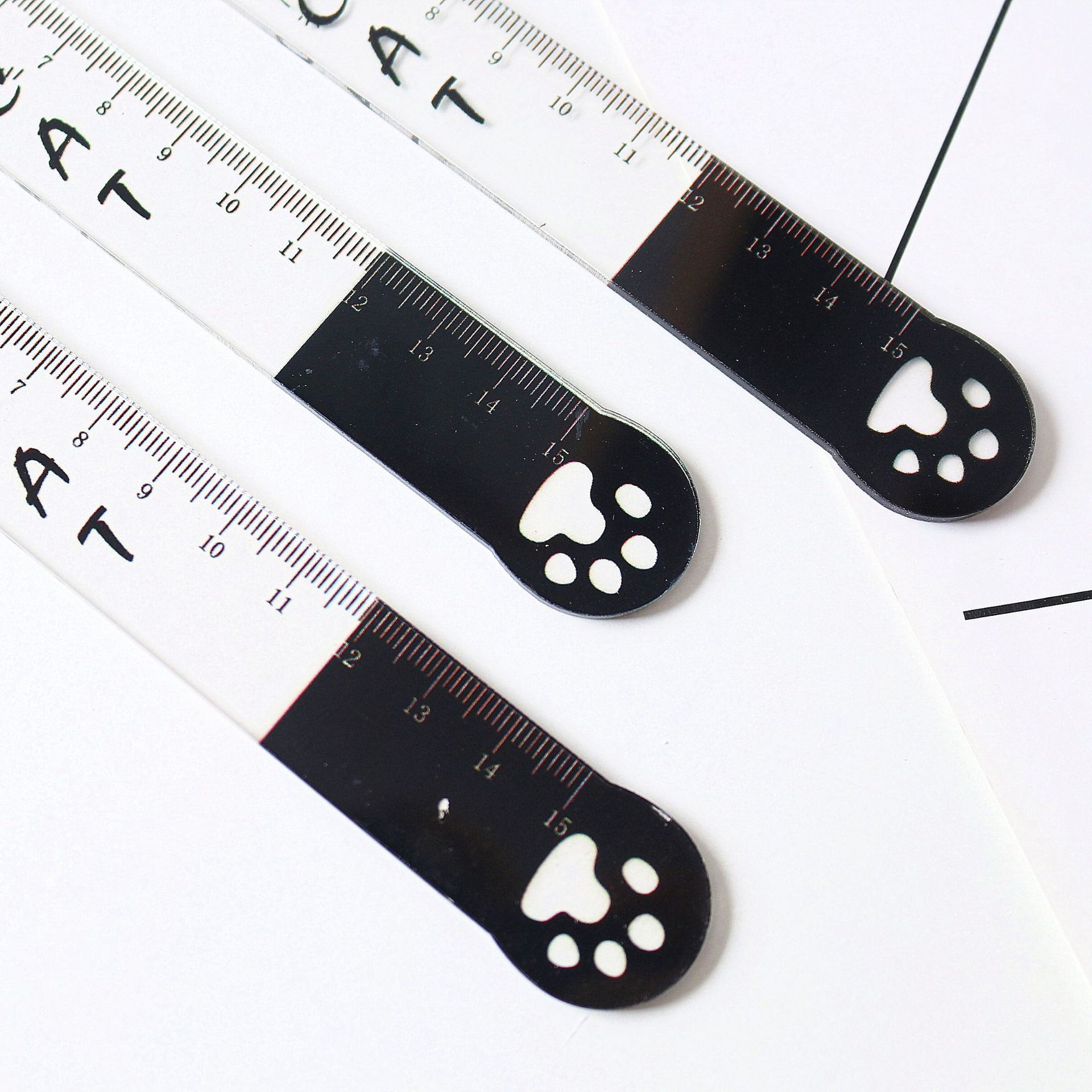 Black Cat Plastic Ruler Measuring Straight Ruler Tool Promotional Stationery