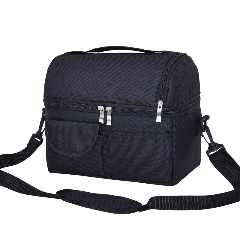 Borsa termica per ghiaccio a doppio strato borsa per alimenti latte materno bottiglia per la conservazione fresca borsa per mummia nuovo pranzo Bento Box per adulti bambino e studente: Black