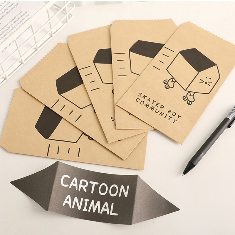 Sobre de papel de dibujos animados, Kawaii, color caqui, tarjetas de felicitación de bendición, carta, sobres de , 20 unids/set por Set