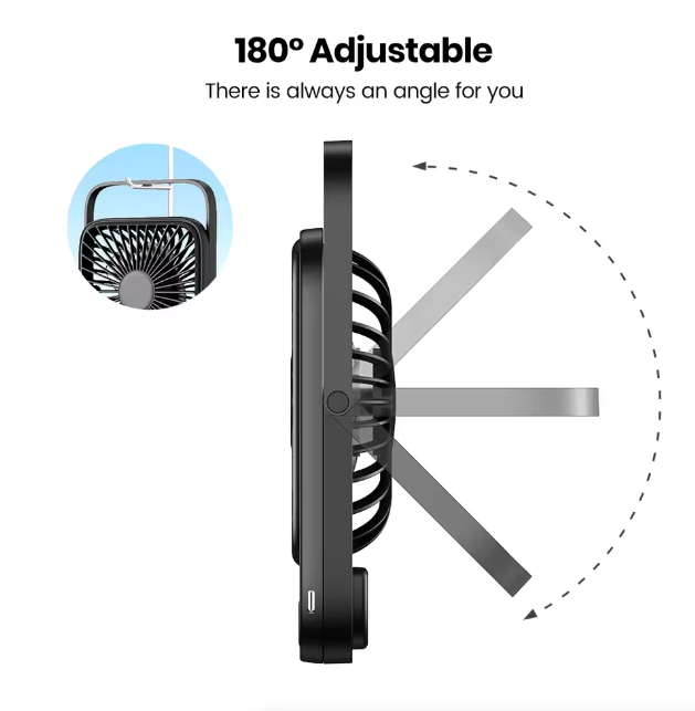 Ventilatore da tavolo piccolo Ventilatori portatili con flusso d'aria forte a 3 velocità Ventilatore da tavolo silenzioso Ventilatore da tavolo personale per ufficio domestico Ricaricabile