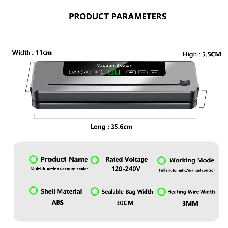 Food vacuum sealing machine Vacuum machine Food packaging machine UV household kitchen food sealing machine Seal vacuum cleaner