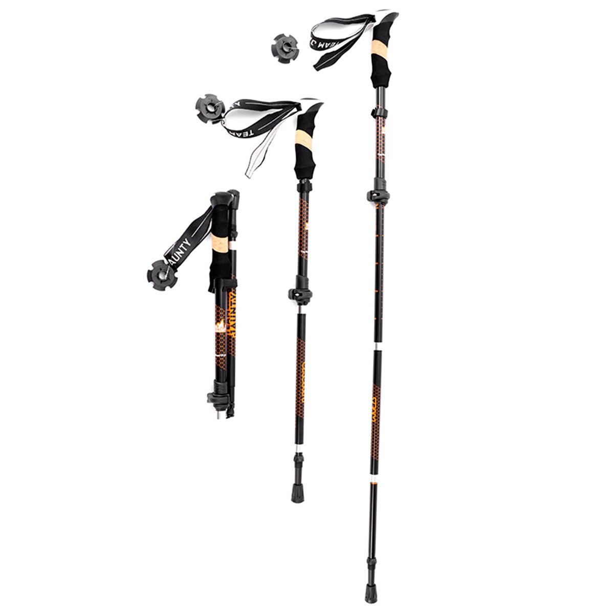 Alpenstock, Portable Adjustable Aluminium Alloy Walking Stick Trekking Pole for Mountaineering, Black