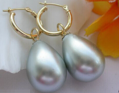 Pendiente de perlas de concha del Mar del Sur gris desgarro de 16mm&gt; pendientes de nobleza fina para mujer, aretes de lujo para mujer, boda para niña