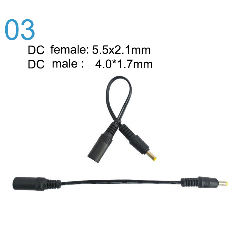 5.5x2.1mm dc fêmea jack de alimentação para dc macho plug cabo 5.5*2.5mm 3.5x1.35mm 4.0*1.7mm 4.8 2.5 0.7 conector de extensão cabo de alimentação: Lavanda / Sob 5 Pcs