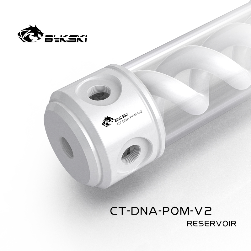 Bykski DNA Cylindrical Reservoir PC Water Cooling, T Virus Spiral White POM Water Tank RGB 12V/5V, 190/260mm 56mm, CT-DNA-POM-V2