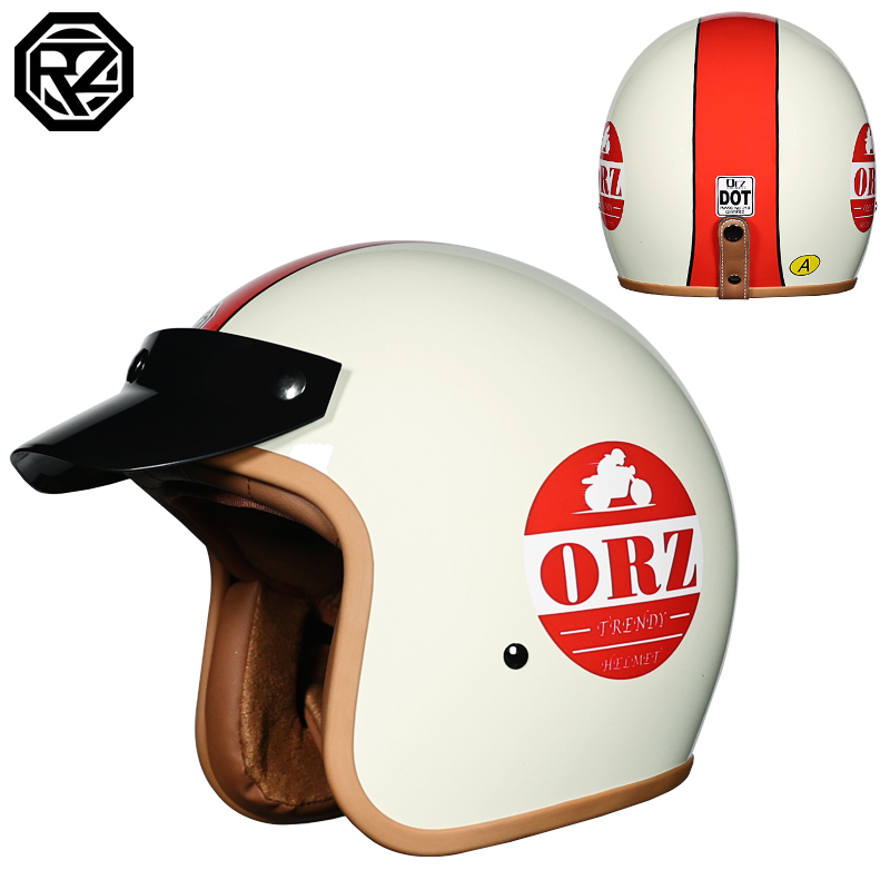 Punktgodkända retro motorcykelhjälmar 3/4 öppna hjälmar lämpliga för män och kvinnor: Klar / Xl