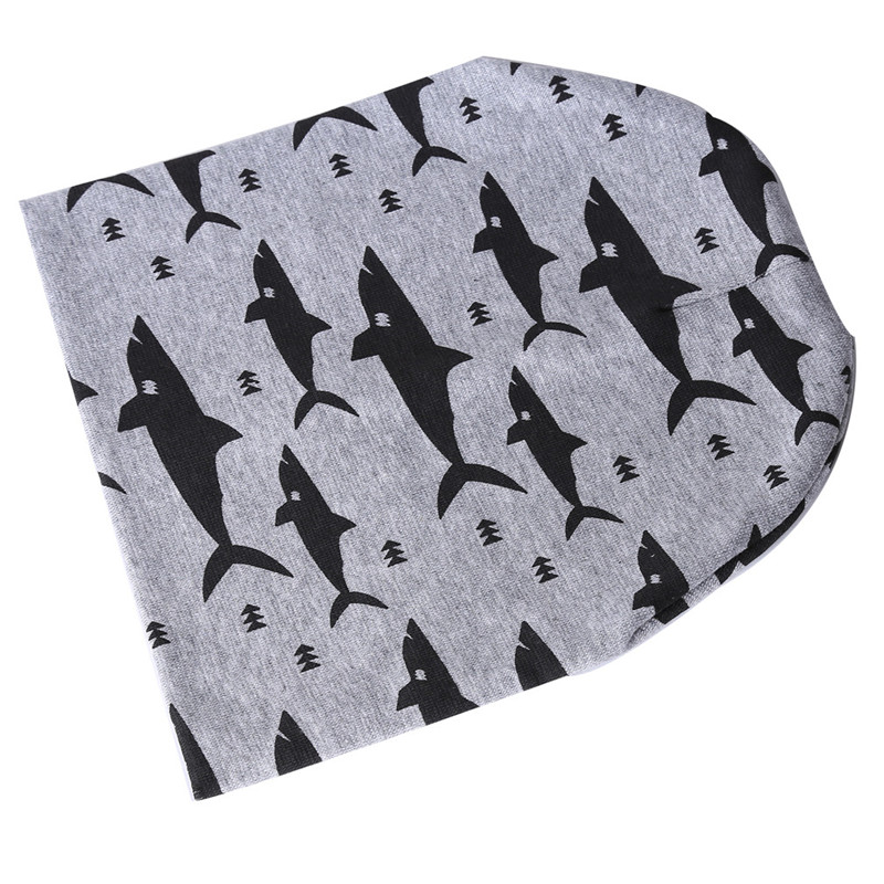 Gorros de lana de punto de algodón con doble Impresión de animales de dibujos animados de para niños y niñas gorros de invierno de primavera y otoño: No 9 Gray fish