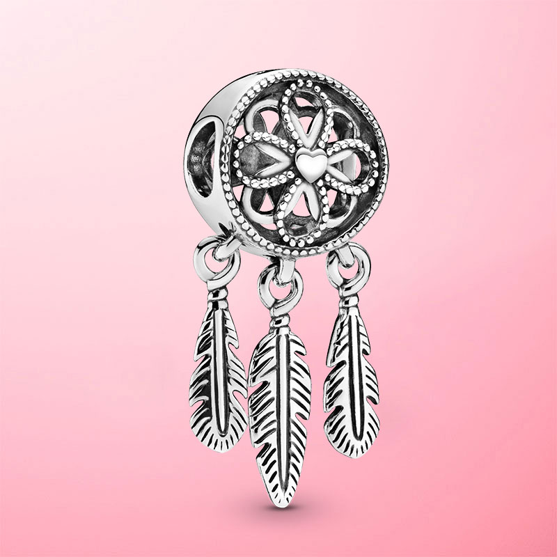 2020 reale 925 Sterling Silver Spirituale Dreamcatcher Pendenti E Ciondoli misura Branelli Originale Pamura Borda il Braccialetto Per Monili Che Fanno