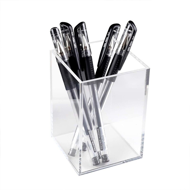 Acrylic Pen Holder 2 Pack,Clear Desktop Pencil Cup Stationery Organizer for Office Desk Accessory