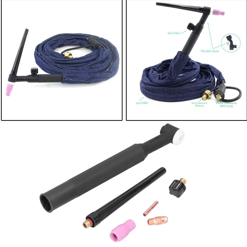 WP-9 Series Small Argon Arc TIG Welding Torch Head Body Kit, Air-Cooled, Widely Application