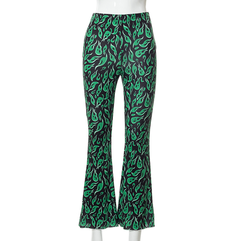 Ingoo vintage lange bukser med brede ben til kvinder multifarvet trykt højtaljet taske hoftebukser  y2k afslappede street outfits