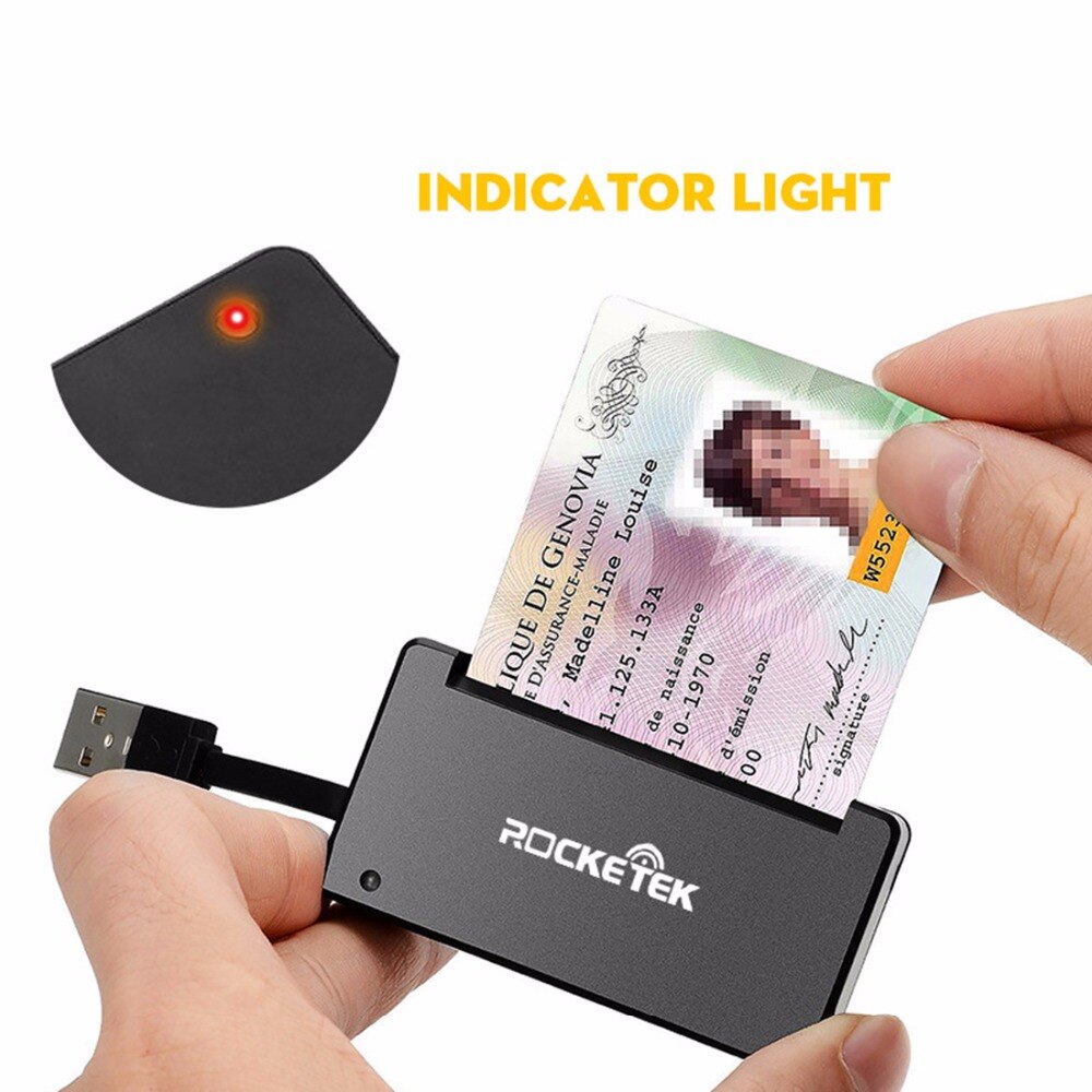 ROCKETEK SCR3 CAC ID SIM Chip Smart Card Reader USB 2.0 Suit for CAC (Universal Access Card) Government ID National ID Card