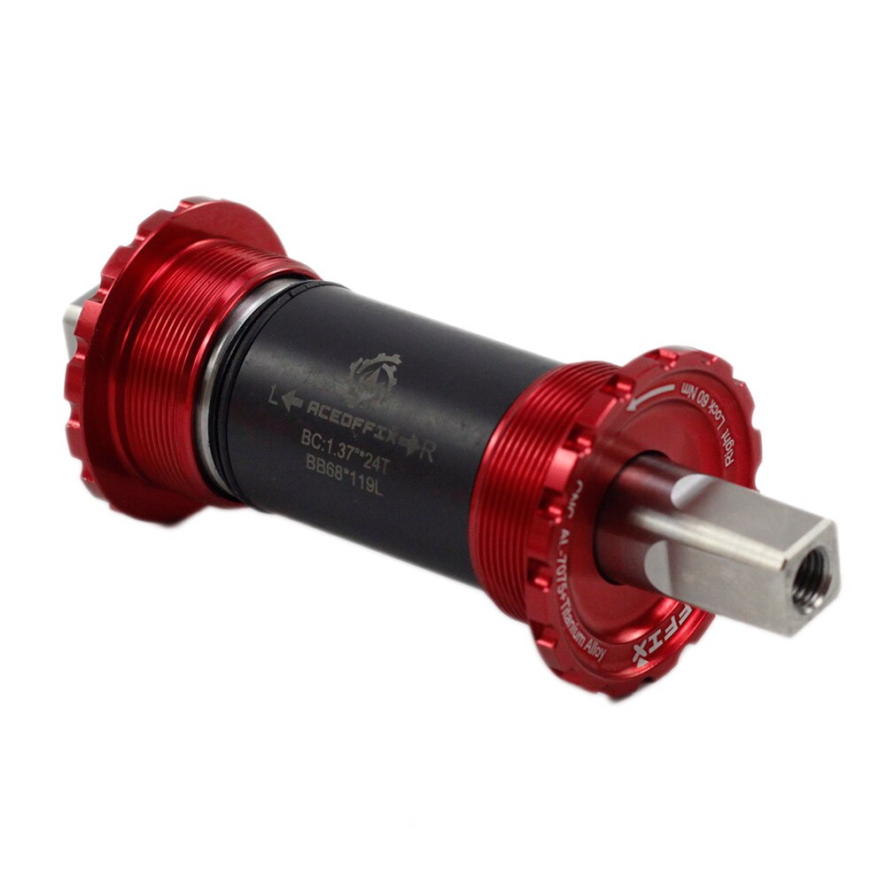 Aceoffix Titanium Bottom Bracket 119mm for Brompton 3SIXTY Floding Bike BSA Threaded Square Taper Bottom Bracket: Red