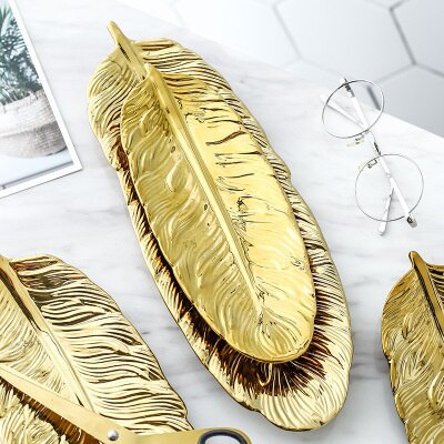 Criativo folha verde forma placa de cerâmica prato jewerlry ouro conjunto jantar porcelana carregador sobremesa louça sushi talheres