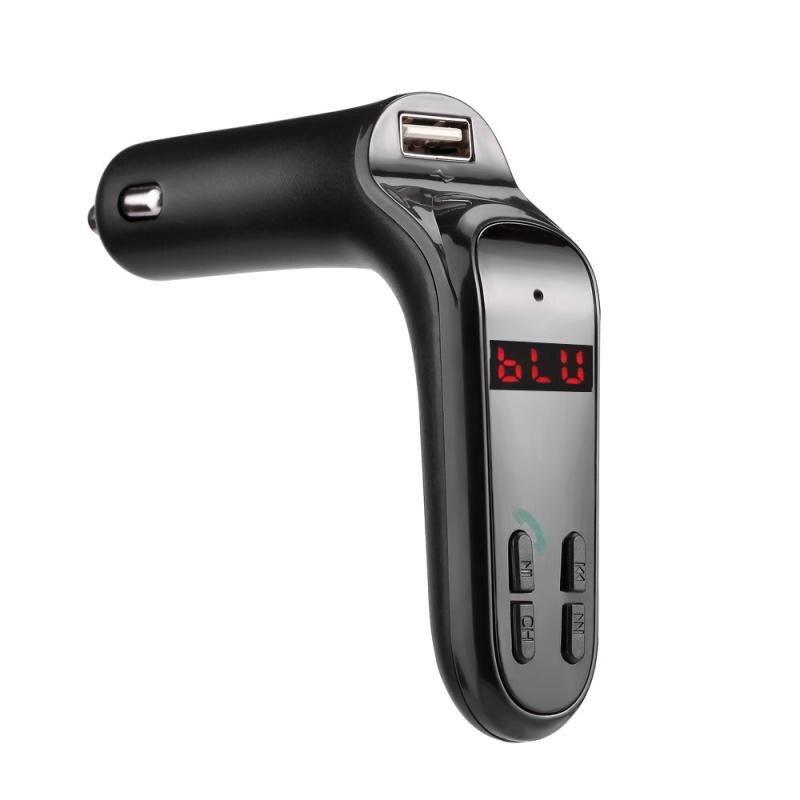 Autolader 5v/2.5a bluetooth autokit handsfree fm-zender radio  mp3 speler usb lader aux voor iphone 7 voor samsung  s8: Zwart