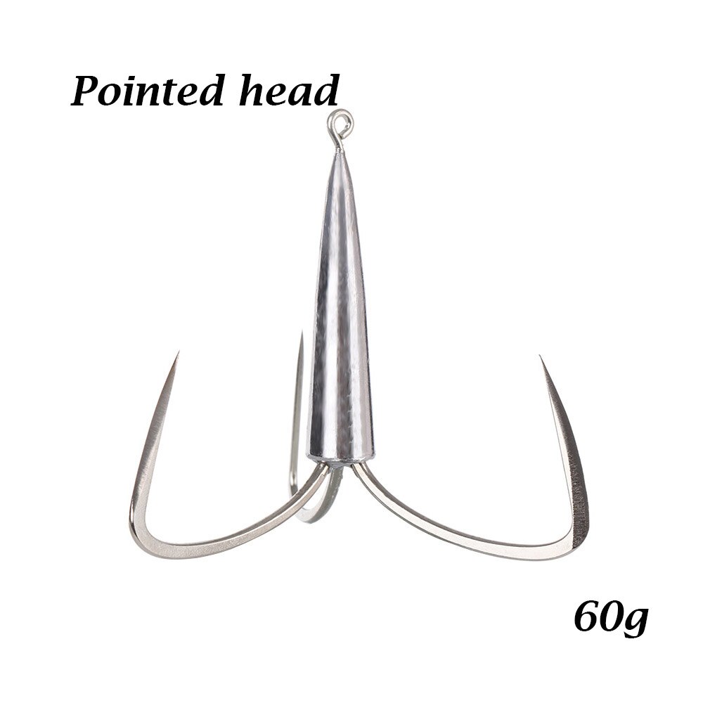 1Pcs Geslepen Sterke Grote Vissen Dreggen Met Lood Sinker Gewicht Vishaak Visgerei Gereedschappen Accessoires: Pointed Head - 60g