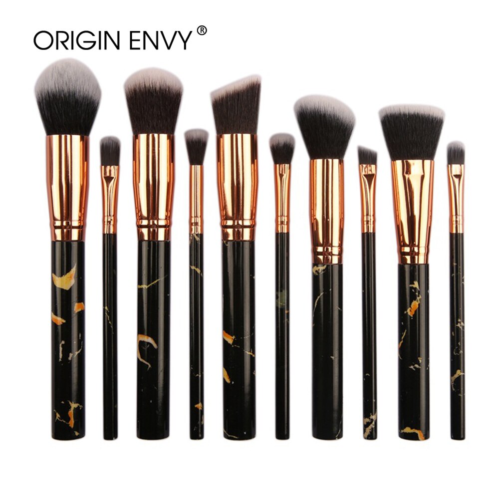 ORIGIN ENVY 10 Pcs makeup brush Set tools Powder Foundation Eyeshadow Lip Eyeliner Blush Marble Face Makeup Brushes: 10pcs-2