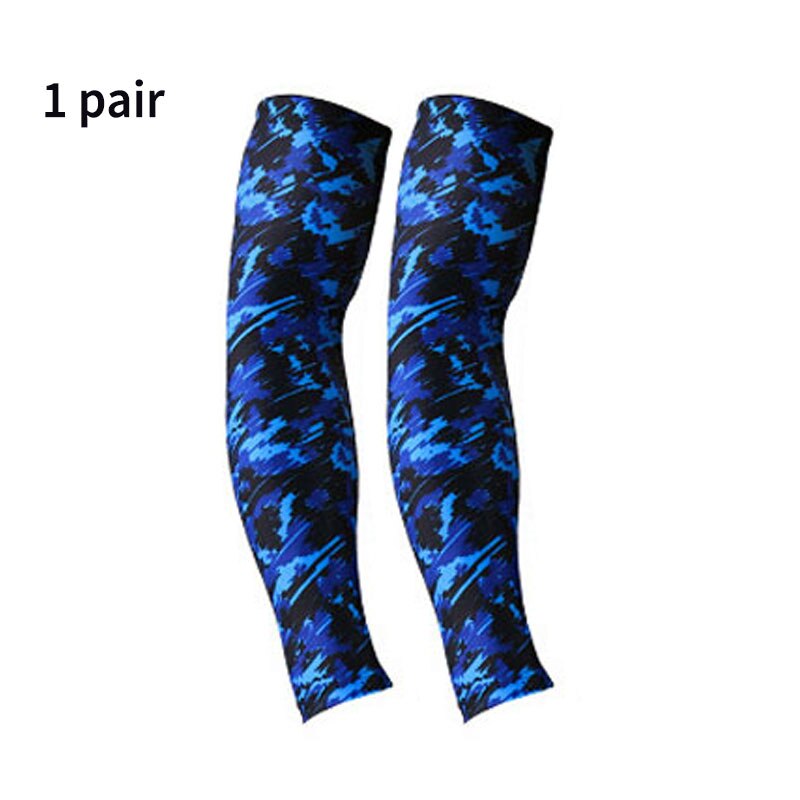 Unisex Arm Sleeve Basketball Tennis Compression Arm Warmers Cycling Arm Sleeve Outdoor Sport Elbow Protector Uv Protection Men: Blue 1 pair / XL