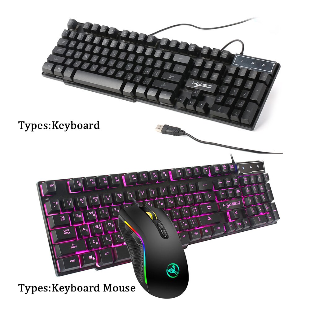 Waterproof English Russian USB Port Gaming Keyboard ABS With Backlit Non Slip 104 Keys Home Mechanical Feeling Plug And Play
