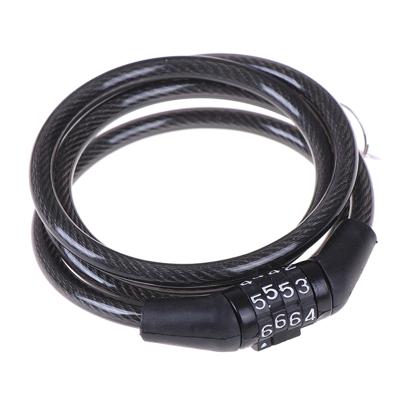 Candado de cadena de cable para bicicleta, combinación antirrobo de 4 dígitos con contraseña para ciclismo