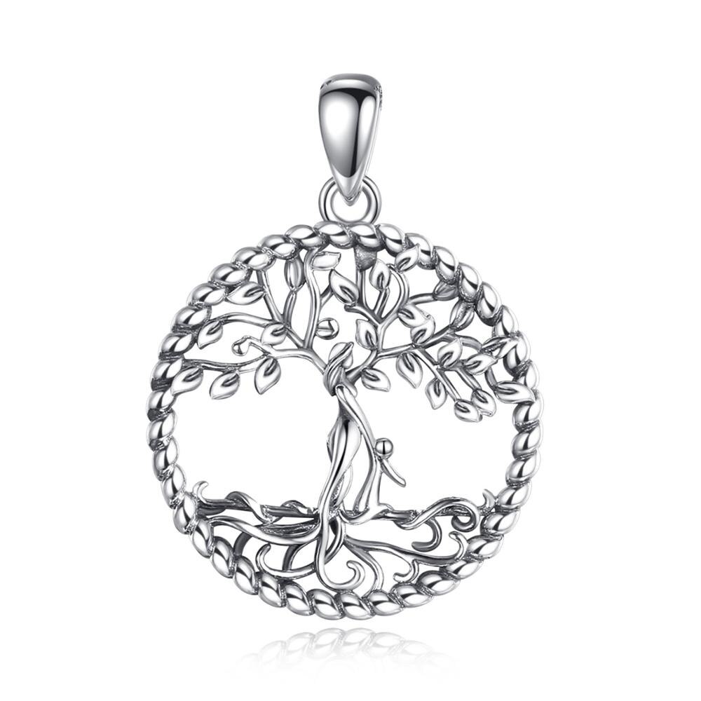 Eudora 925 sterling sølv livets træ vedhæng halskæde solid sølv træ blad & gudinde kvinder halskæde smykker med kasse  d475: Kun vedhæng