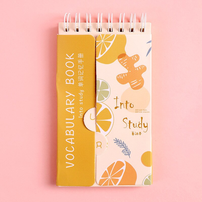 Cute little fresh word book portable portable coil book cartoon notebook study manual this kawaii supplies: Orange