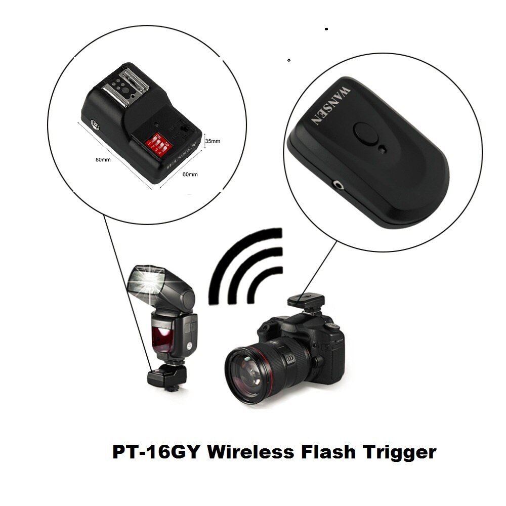 Wansen PT-16GY 16 Channels Radio Wireless Remote Speedlite Flash Trigger Shutter Release for Canon Nikon Pentax Olympus