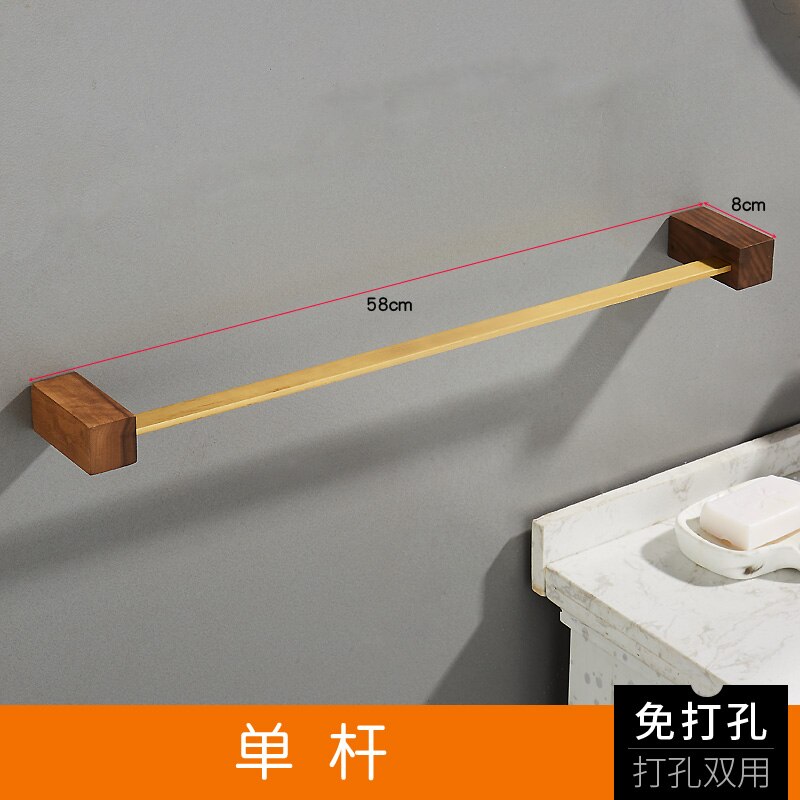 Perchero de madera maciza para ropa, estante de almacenamiento, colgador de pared, soporte de papel toalla negra de nogal, estante esquinero, accesorios de baño