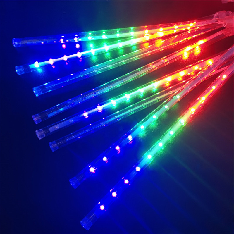 30/50 cm LED Lichterkette Hochzeit Meteorschauer Fee Girlande Licht Weihnachtsbaum Garten Dekoration 8 Röhren EU/Us-stecker: green / 0-5W / O
