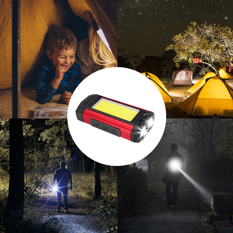 Wiederaufladbare led-arbeitsleuchte mit magnetverschluss, fünf leuchtmodi und haken für autoreparaturen und camping