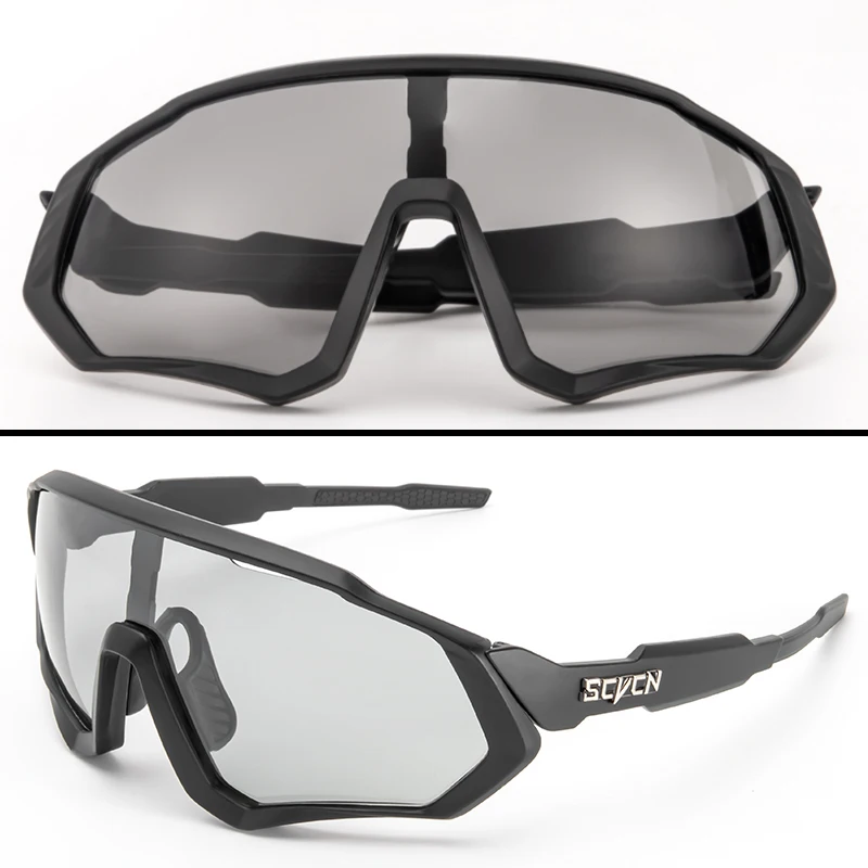 Scvcn Photochromic Glasses Cycling Sunglasses UV400 Women Sports Running Eyewear for Men Cycl Road Mountain Bike Bicycle Goggles: WHITE