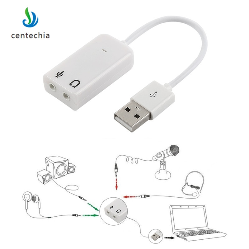 Centechia USB 2.0 Sound Card Virtual 7.1 Channel Audio 3D Adapter With Cable Line for Notebook Laptop Speaker Box