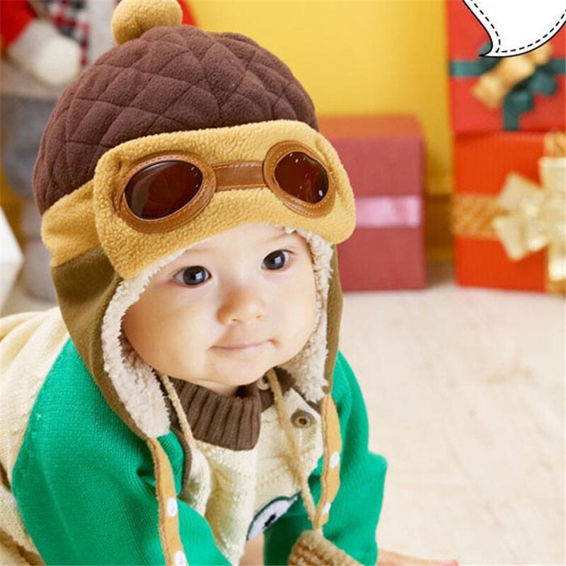 Baby Jongens Winter Warm Cap Hat Beanie Pilot Haak Oorklep Hoeden baby zachte Katoenen cap kerstcadeaus laagste prijs