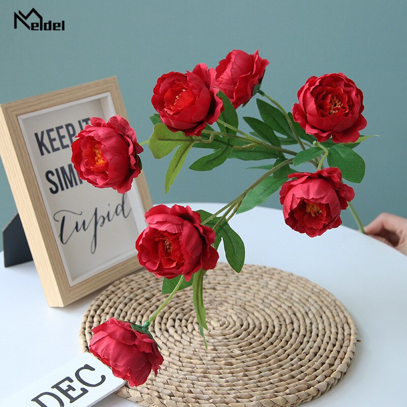 7 Heads Big Artificial Peony Flowers Long Stalk Silk Flowers Peonies Wedding Centerpieces Table Home Decorative Hanging Flowers