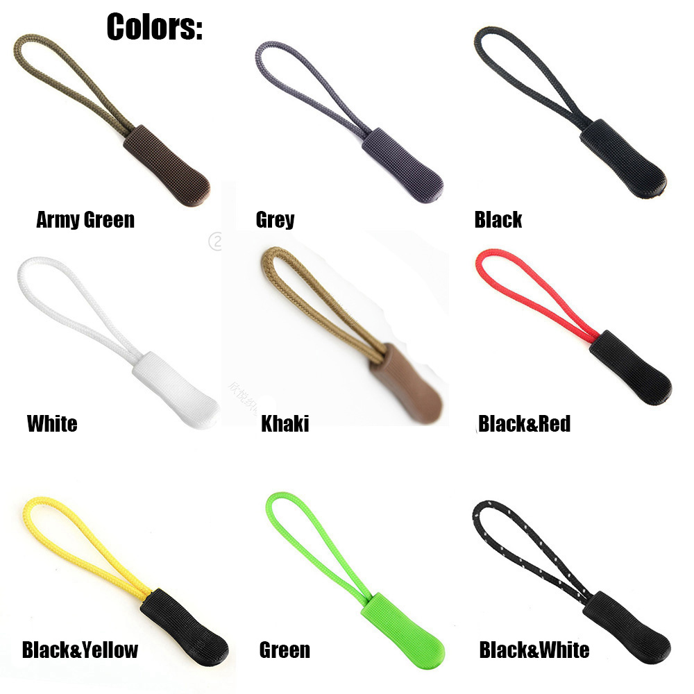 10PCS Zipper Pull Puller End Fit Rope Tag Fixer Zip Cord Tab Replacement Clip Broken Buckle Travel Bag for Sewing Clothes