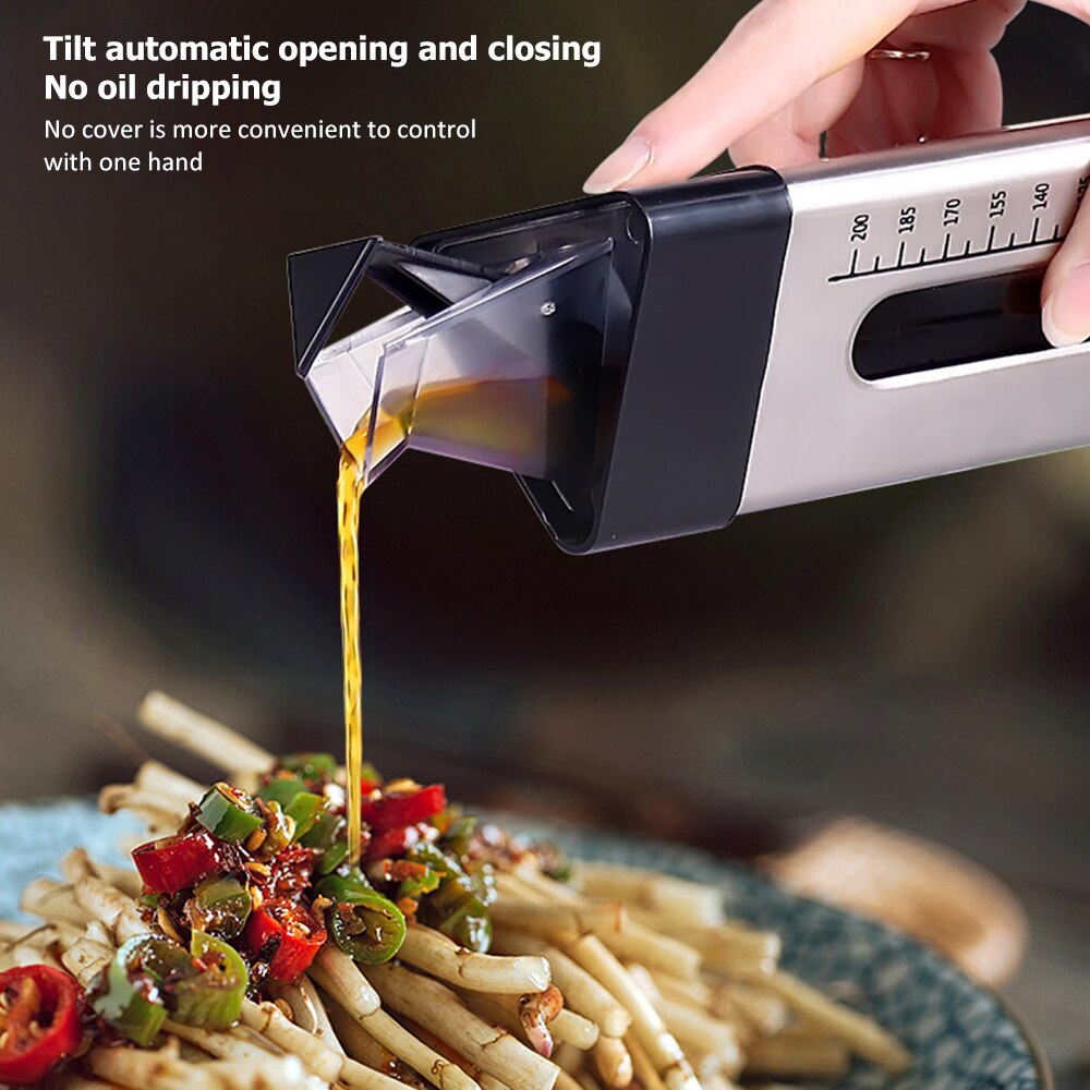 Olivenolie krydderi flaske sæt rustfrit stål beholder automatisk åben og luk dispenser no-drop cruet bottleseasoning