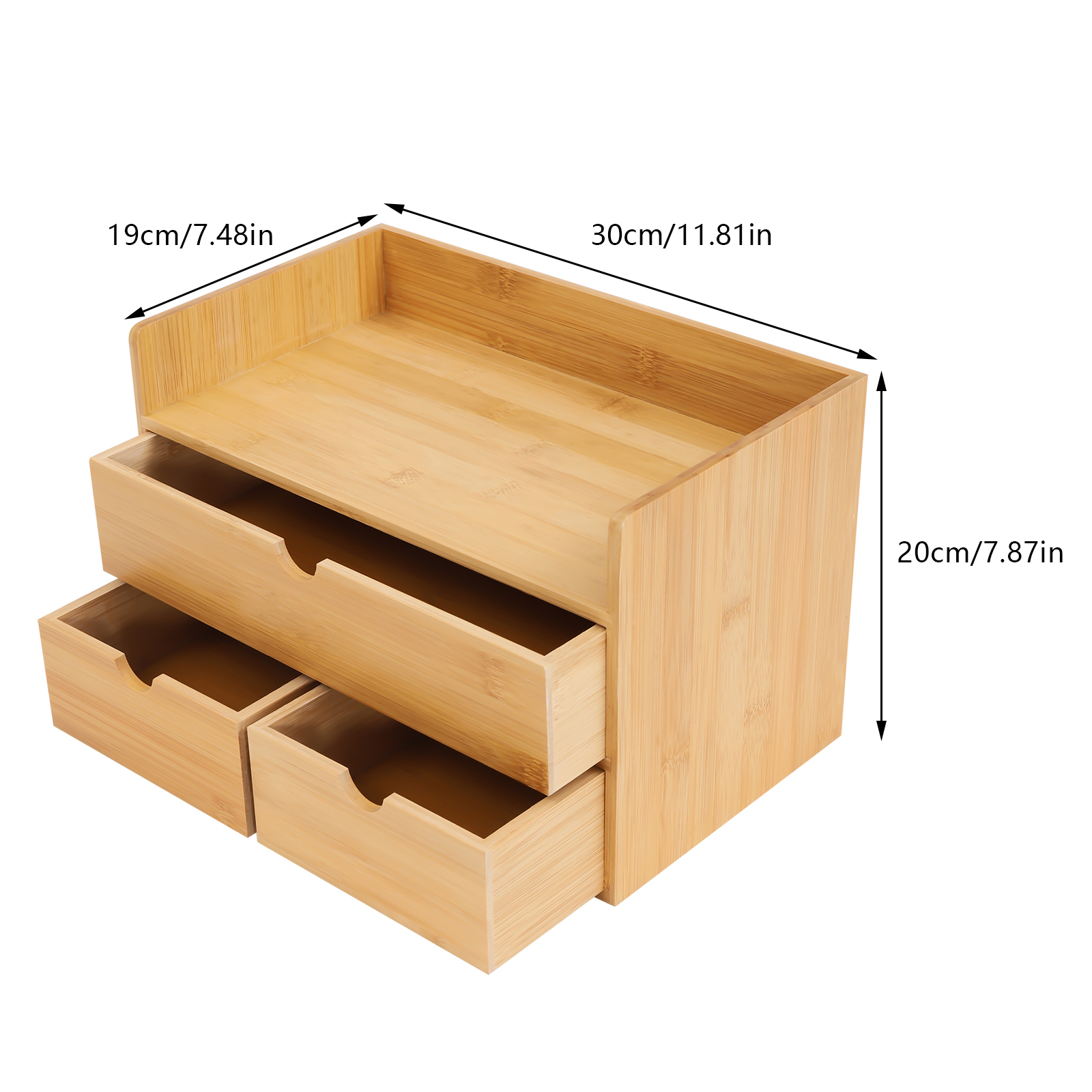 3 Layer Original Bamboo Organizer Mini Desk Drawer Tabletop Storage Organization Box For Office Home