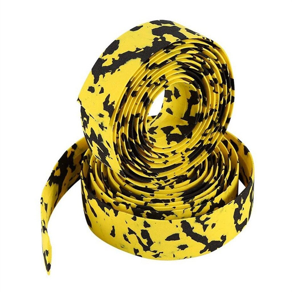 2 pezzi di nastro elastico per manubrio per bicicletta EVA ad alta elasticità ciclismo montagna bicicletta maniglia cintura avvolgente riflettente cintura per bici da strada con tappi per barra #30: giallo