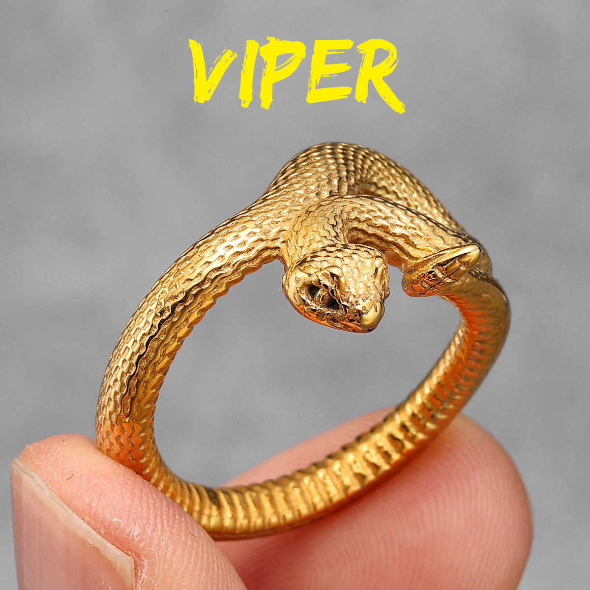 Anillos de acero inoxidable para hombre, Viper Animal, serpiente, Punk, para mujer, joyería de para motorista, de Halloween,: 11 / Negro