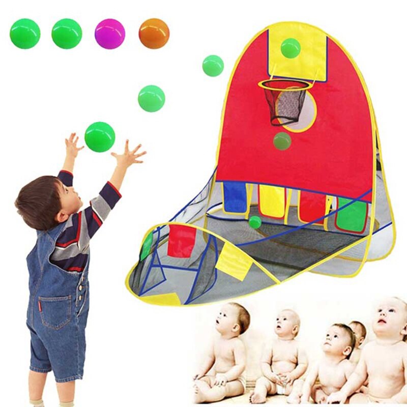 1 Set Kids House Basketball Basketball Tent With Pool Beach Tent Lawn Ball Pool Tent Indoor&Outdoor Sport Toy Parent-child Toy