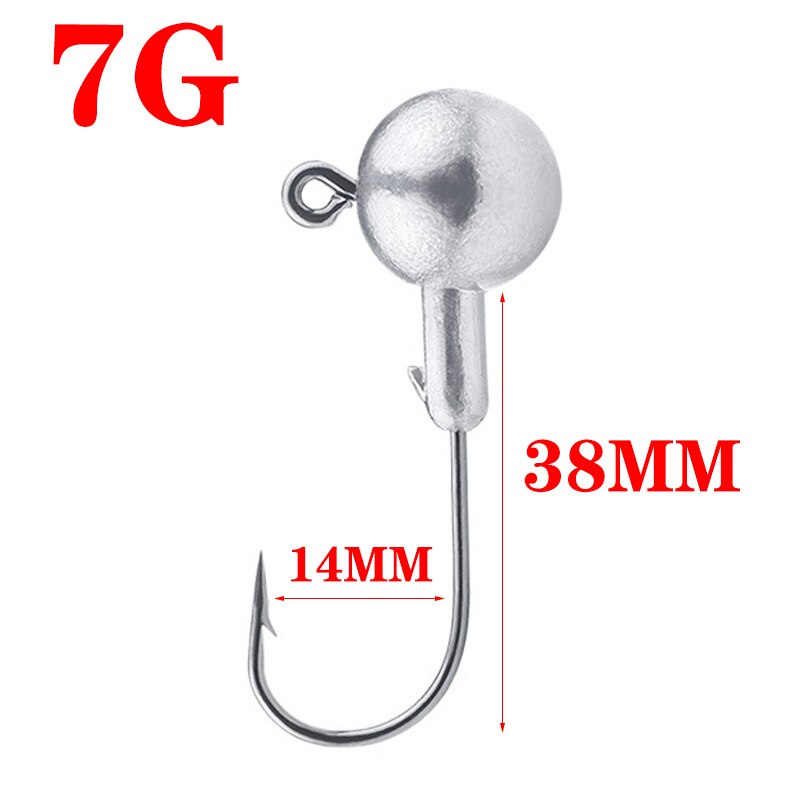 5 Stks/partij Crank Jig Hoofd Haken 3.5G 5G 7G 10G 14G Vissen Haak Lood Jig lokken Harde Aas Zachte Worm Visgerei Accessoires: 7g
