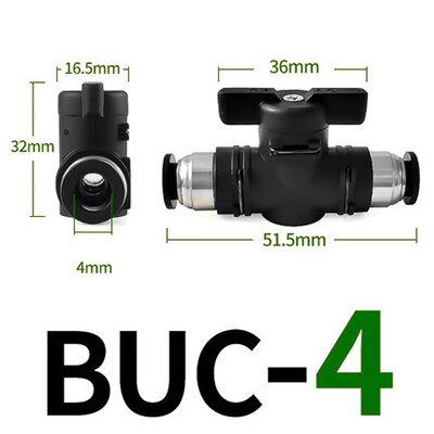 Buc 4 6 8 10 12mm pneumaattinen pikaliitin pu letkuliitin manuaalinen venttiili ohjauskytkin manuaalinen palloventtiili: Buc -4