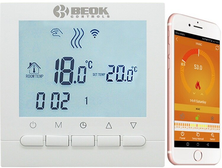 BEOK BOT-313WIFI Caldaia A Gas Termostato per il Riscaldamento Blue & White AC220V Wifi Regolatore di Temperatura per Caldaie Settimanale Programmabile: WHITE