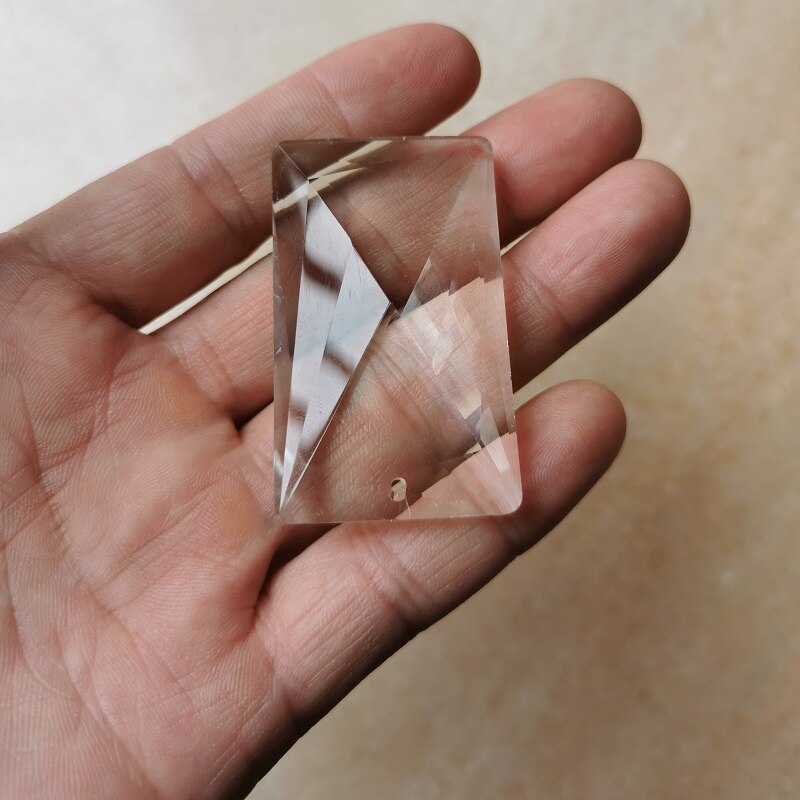 10 Stks/partij Clear Multi-Facet Crystal Lange Bar Prisma Kroonluchter Kristal Met 1 Of 2 Gaten Home Gordijn Accessoires