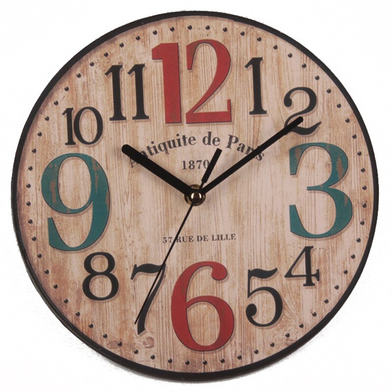 Vintage Wall Clock 25cm Tuscan Style Quartz Wall Clock Retro Roman Numeral Clock Wooden Clock Living Room Wall Decoration: B