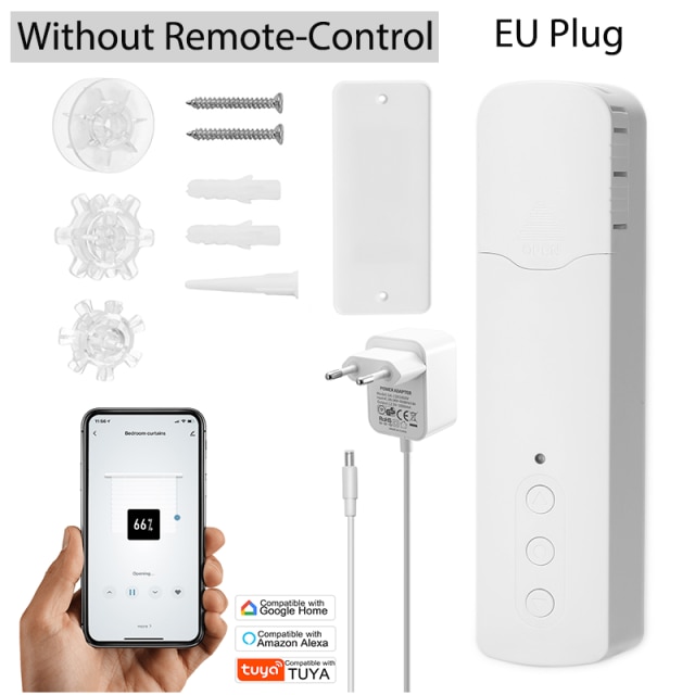 Motor inteligente WiFi para cortina de cuentas, Motor eléctrico inteligente para cortina, Control por voz mediante aplicación de teléfono móvil, Tuya: Type 1 EU PLUG