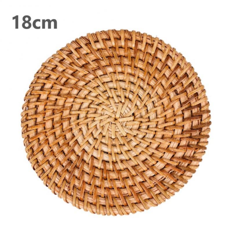 1Pc Herfst Rotan Hand-Woven Coaster Creatieve Eettafel Mat Kom Mat Pot Mat Ketel Mat Isolatie Pad mon-Slip Mat: 18cm