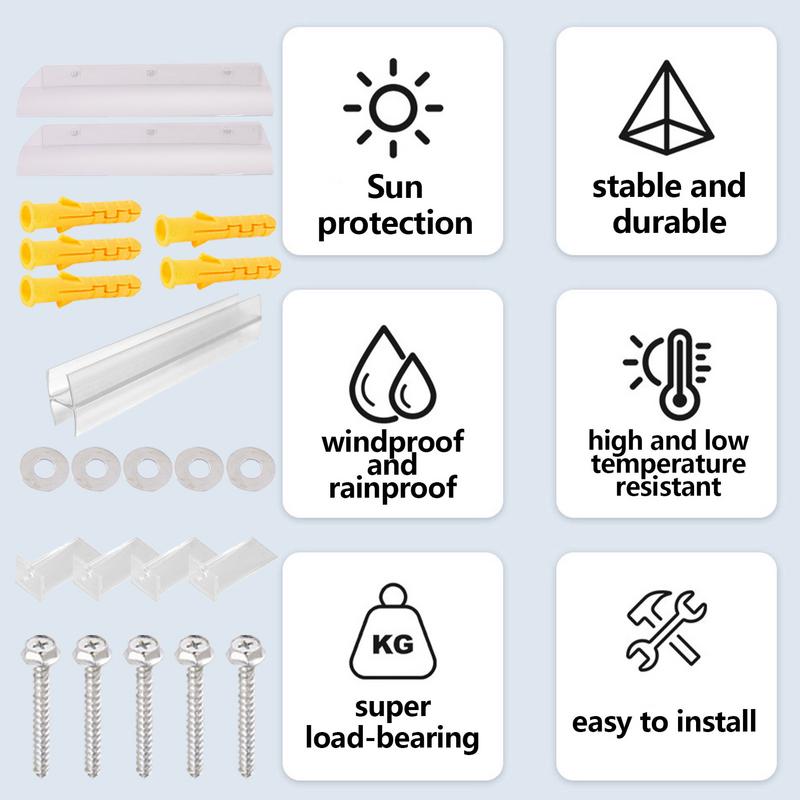 Markise til inngangsdør, buet utendørs markise, frostet polykarbonatdeksel, regn- og snøbestandig uv-hagemarkise for dører og vinduer