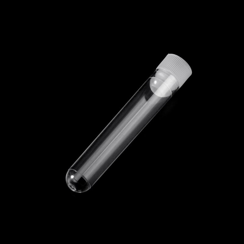 10 stk klart plastrør med hette 12 x 60mm u-formet laboratorieforsyning med lang testrør